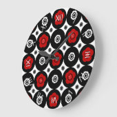 De gewaagde Rode en Zwarte Trendy Cirkels van Mod. Grote Klok (Hoek)