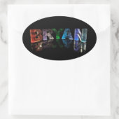 De Geweldige naam Bryan in 3D Lichten Ovale Sticker (Tas)