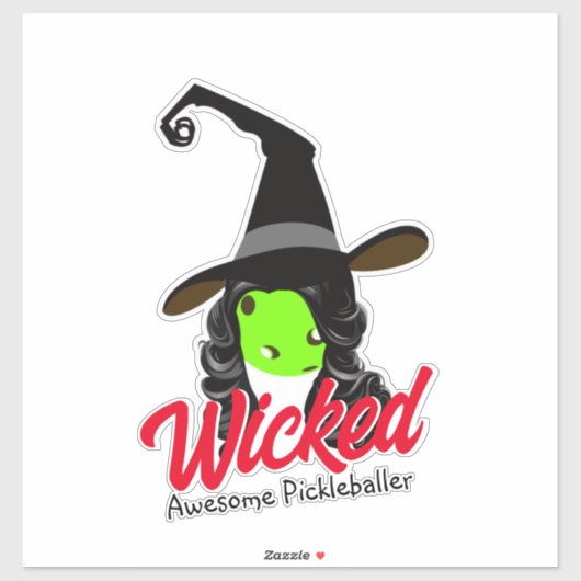 De Geweldige Pickleballer Green Witch Halloween Sticker (Vel)