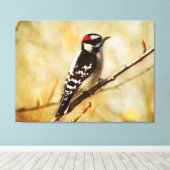 De geweven Donsachtige Specht Uitgerekte Druk van Canvas Afdruk (Insitu (Houten vloer))