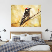 De geweven Donsachtige Specht Uitgerekte Druk van Canvas Afdruk (Insitu (Slaapkamer))