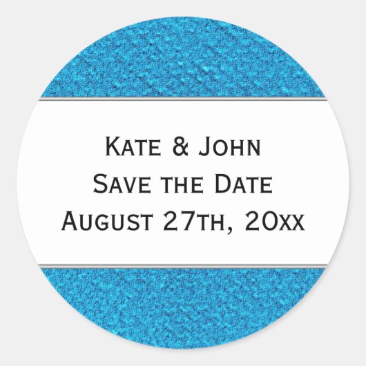 De geweven stoffenachtergrond bewaart de datum sti ronde sticker (Voorkant)