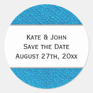 De geweven stoffenachtergrond bewaart de datum sti ronde sticker