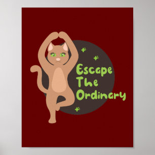 De gewone Kawaii-kat die yoga doet ontsnappen Poster