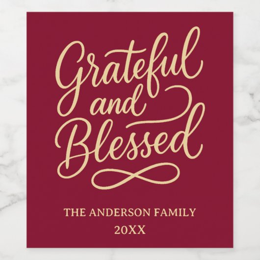 De gezegende Bourgondische Thanksgiving Wijn Etiket (Enkel label)