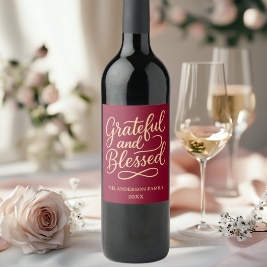 De gezegende Bourgondische Thanksgiving Wijn Etiket