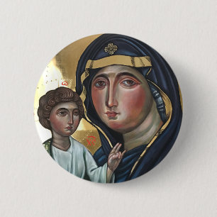 De gezegende Moeder Gods Ronde Button 5,7 Cm