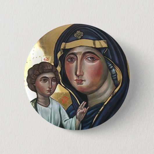 De gezegende Moeder Gods Ronde Button 5,7 Cm (Voorkant)