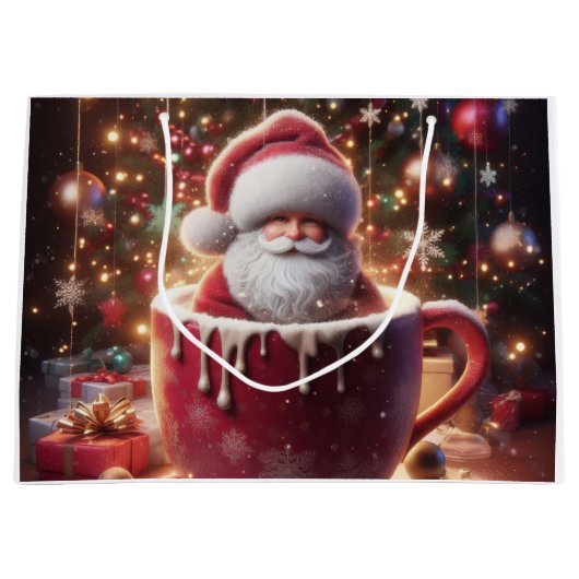 De gezellige beker van de kerstman groot cadeauzakje (Voorkant)