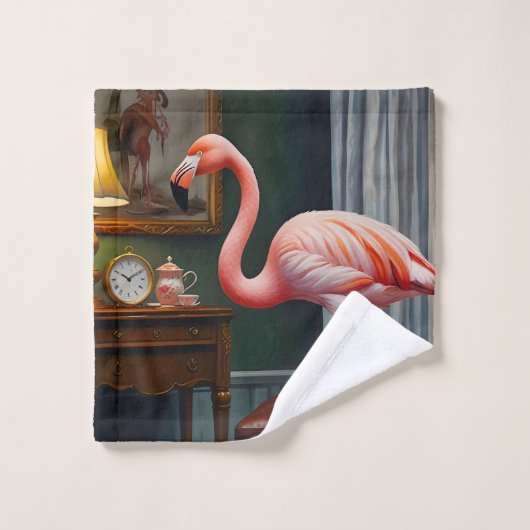 De gezellige hoek van Flamingo Bad Handdoek (Wasdoekje)