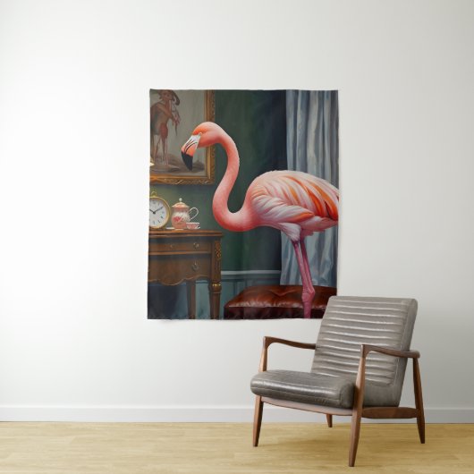 De gezellige hoek van Flamingo Wandkleed (In situ)