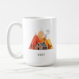 De gezellige hut in de bergen koffiemok