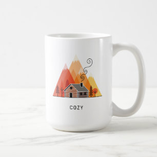De gezellige hut in de bergen koffiemok