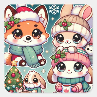 De gezellige winter van Nini en Koko Vierkante Sticker