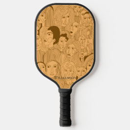 De gezichten van Art Brown op licht Sinaasappel Pickleball Paddle