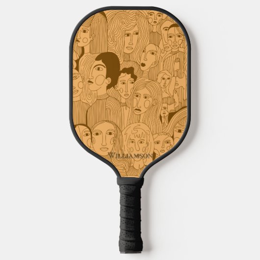 De gezichten van Art Brown op licht Sinaasappel Pickleball Paddle (Voorkant)