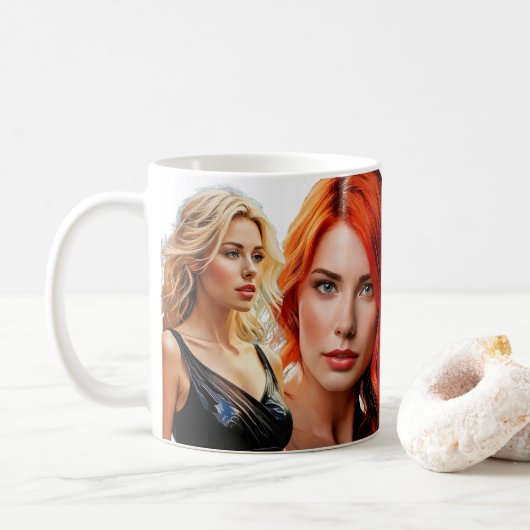 De gezichten van schoonheid koffiemok (Met donut)
