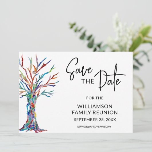 De Gezinshereniging bewaart de Datum Save The Date (Staand voorkant)
