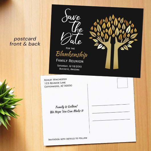 De gezinshereniging bewaart de datum waarop de bom aankondigingskaart