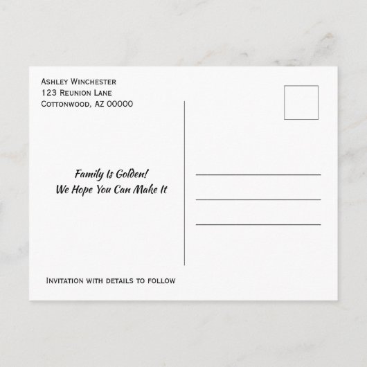 De gezinshereniging bewaart de datum waarop de bom aankondigingskaart (Achterkant)