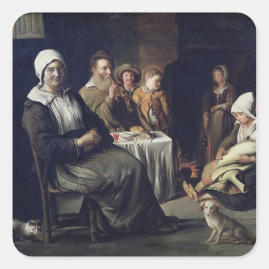 De gezinsmaaltijden vierkante sticker (Voorkant)