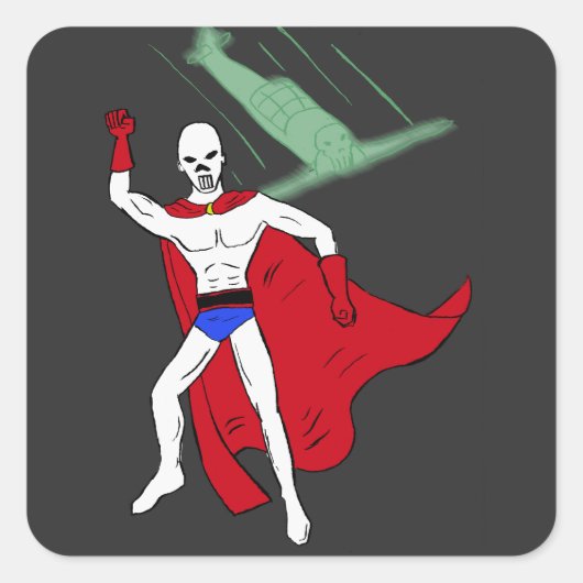 De Ghost - Golden Age Super Hero Vierkante Sticker (Voorkant)