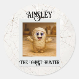 De Ghost Hunter Halloween Mummy Foto Ronde Sticker