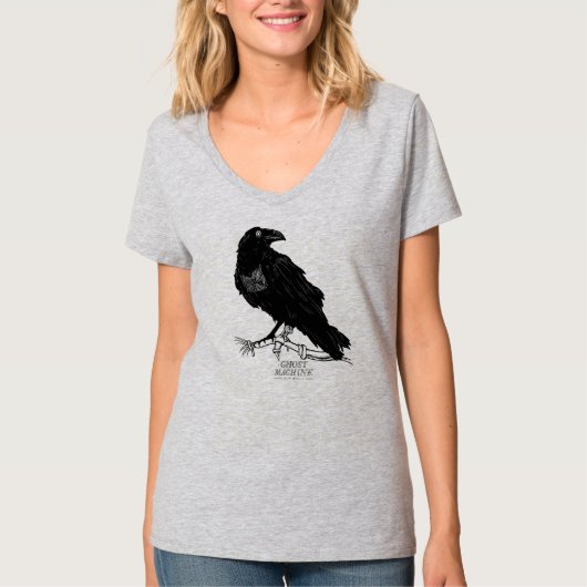 De Ghost in mijn machine "Raven" T-Shirt - V-Neck (Voorkant)
