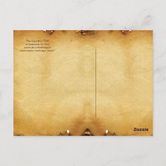 DE GIANT ROSSBOW, Antiek perkament Briefkaart (Achterkant)