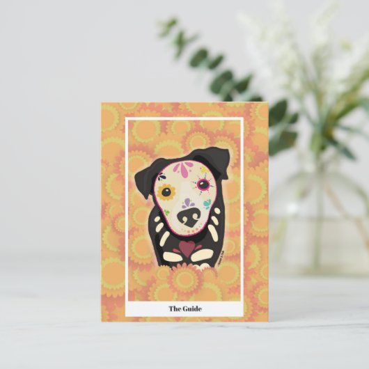 De Gids – Día de los Muertos Hond Tarot Kunst Briefkaart (Staand voorkant)