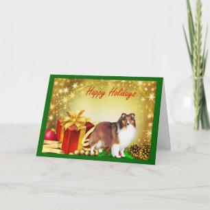 De Giften van de Kerstkaart van Sheltie Feestdagen Kaart