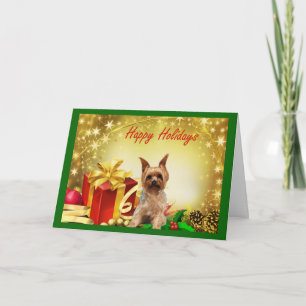De Giften van de Kerstkaart van Yorkshire Terrier Feestdagen Kaart