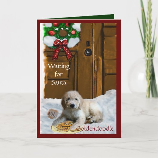 De Giften van Kerstmis van Goldendoodle Feestdagen Kaart (Voorkant)