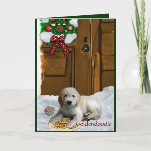 De Giften van Kerstmis van Goldendoodle Feestdagen Kaart (Voorkant)