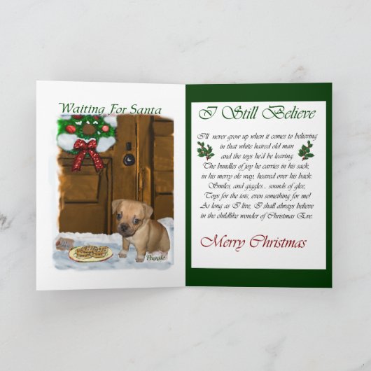 De Giften van Kerstmis van Puggle Feestdagen Kaart (Binnen)