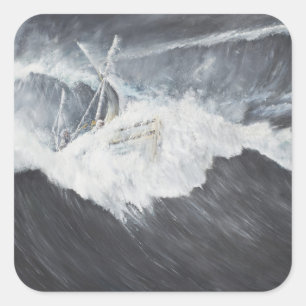 De Gigantic Wave Vierkante Sticker