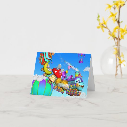 De GiggleBelly Train Note-Kaart Kaart (Gele Bloem)