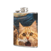 De gil kat parodie kunst heupfles (Links)