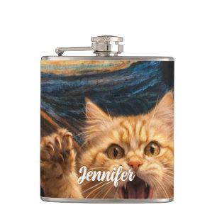 De gil kat parodie kunst heupfles