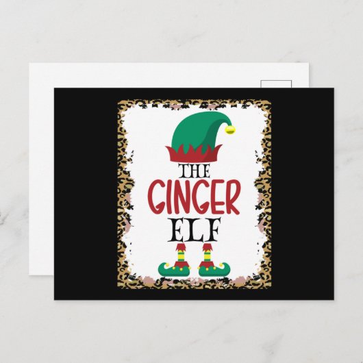 De Ginger Elf Leopard Elf kerstcadeau Briefkaart (Voorkant / Achterkant)
