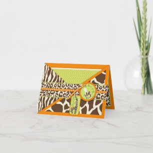 De Giraffe & de Fopspeen van de safari danken u Bedankkaart