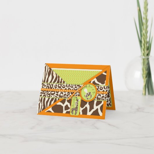 De Giraffe & de Fopspeen van de safari danken u Bedankkaart (Voorkant)
