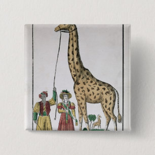 De Giraffe die aan Koning wordt aangeboden uit Pas Vierkante Button 5,1 Cm