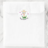 De Giraffe En De Vlinder Valentijnsticker Ronde Sticker (Tas)