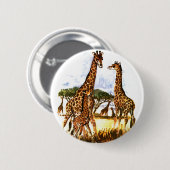 De Giraffe familie - Ronde Button 5,7 Cm (Voorkant /achterkant)