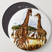 De Giraffe familie - Ronde Button 6,0 Cm (Voorkant /achterkant)