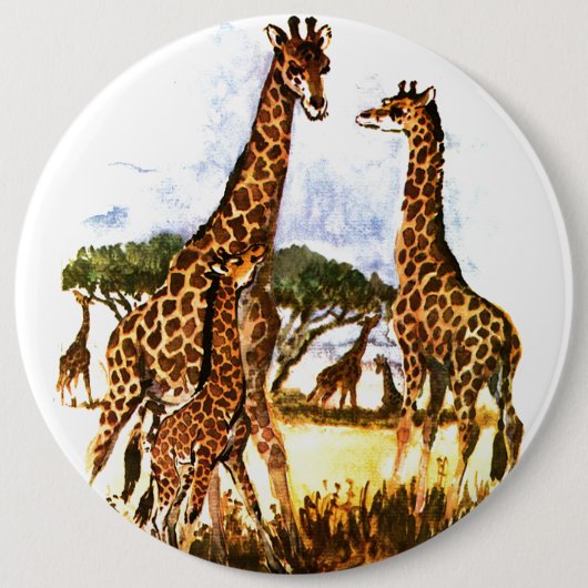 De Giraffe familie - Ronde Button 6,0 Cm (Voorkant)