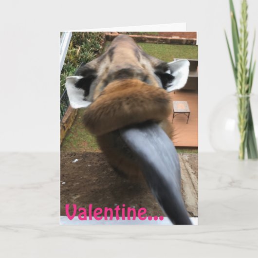De Giraffe van de Kus van de Tong van Valentijn Feestdagen Kaart (Voorkant)