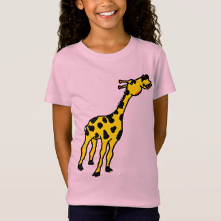De giraffe van het meisje paste T-shirt aan.