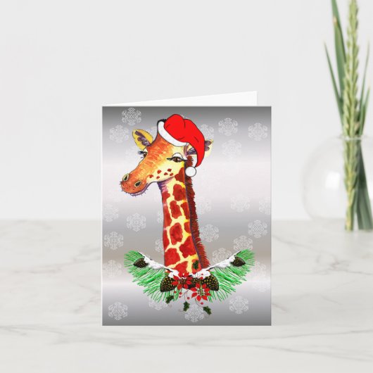 De Giraffe van Kerstmis Feestdagen Kaart (Voorkant)